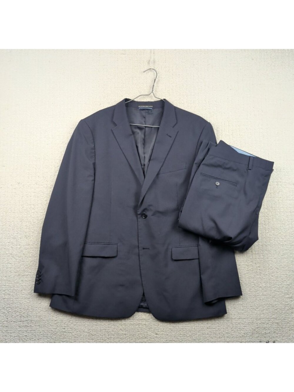 Tommy Hilfiger Two Piece Dark Blue Striped Suit Jacket & Dress Pants 42 / 36